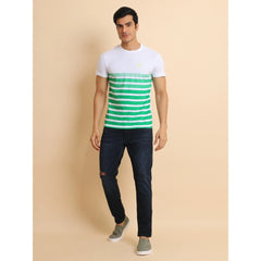 Men's Casual Cotton Printed Round Neck Half Sleeve T-Shirt (Green)