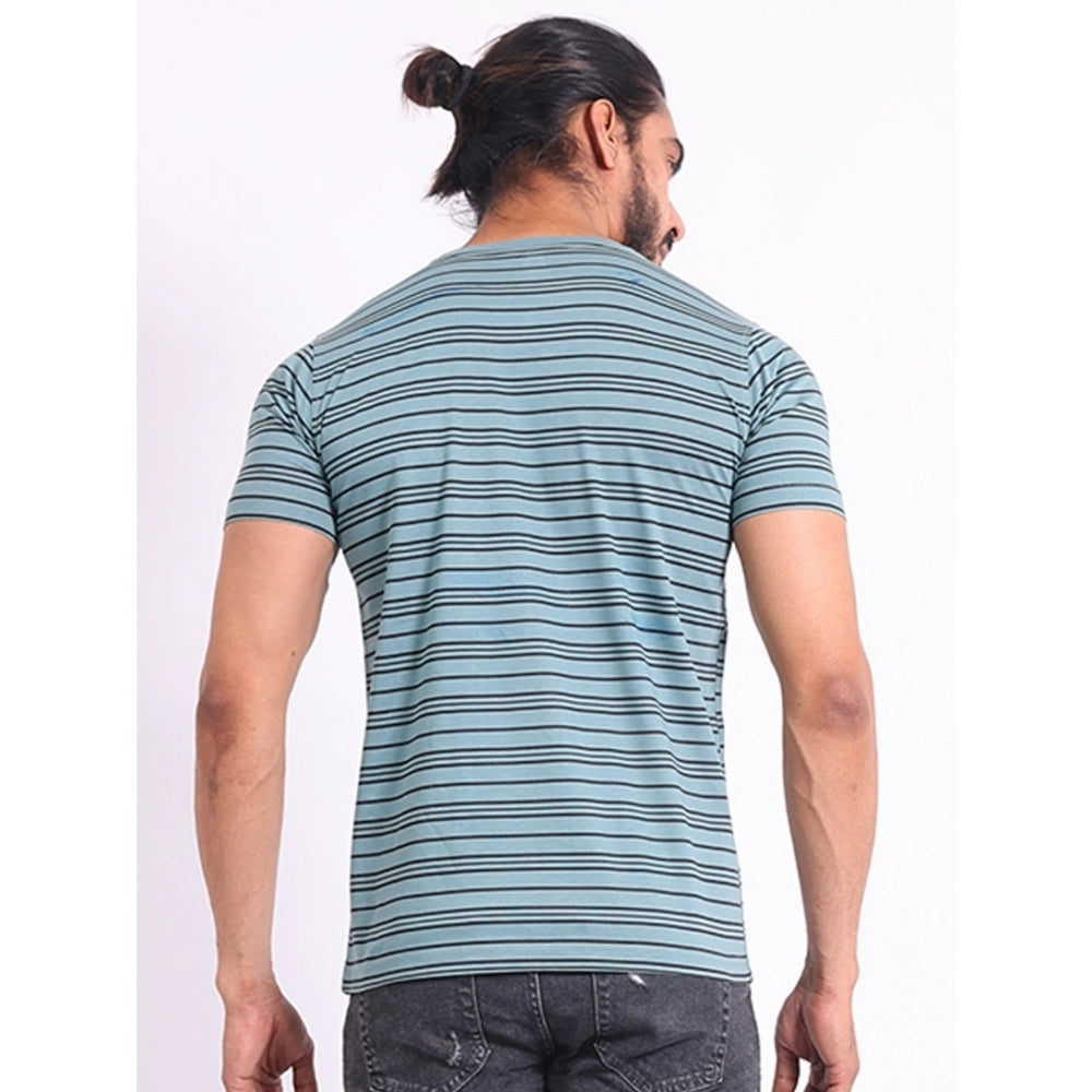 Men's Casual Cotton Printed Round Neck Half Sleeve T-Shirt (Gery)