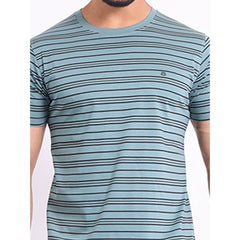 Men's Casual Cotton Printed Round Neck Half Sleeve T-Shirt (Gery)