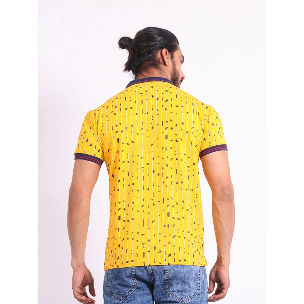 Men's Casual Cotton Printed Polo Neck Half Sleeve T-Shirt (Turmeric)