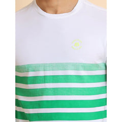 Men's Casual Cotton Printed Round Neck Half Sleeve T-Shirt (Green)