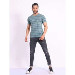 Men's Casual Cotton Printed Round Neck Half Sleeve T-Shirt (Gery)