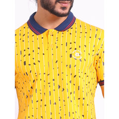 Men's Casual Cotton Printed Polo Neck Half Sleeve T-Shirt (Turmeric)