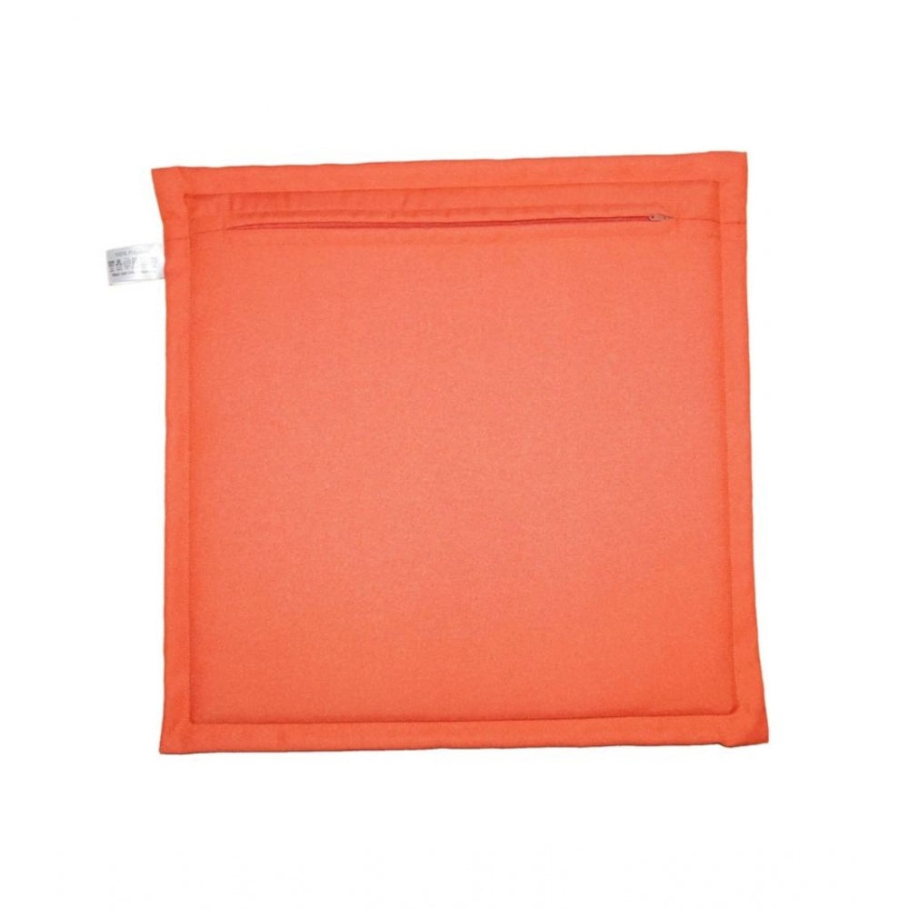 Pack of 4 Polyester Solid Chairpads (Orange, Size: 16x16 In)