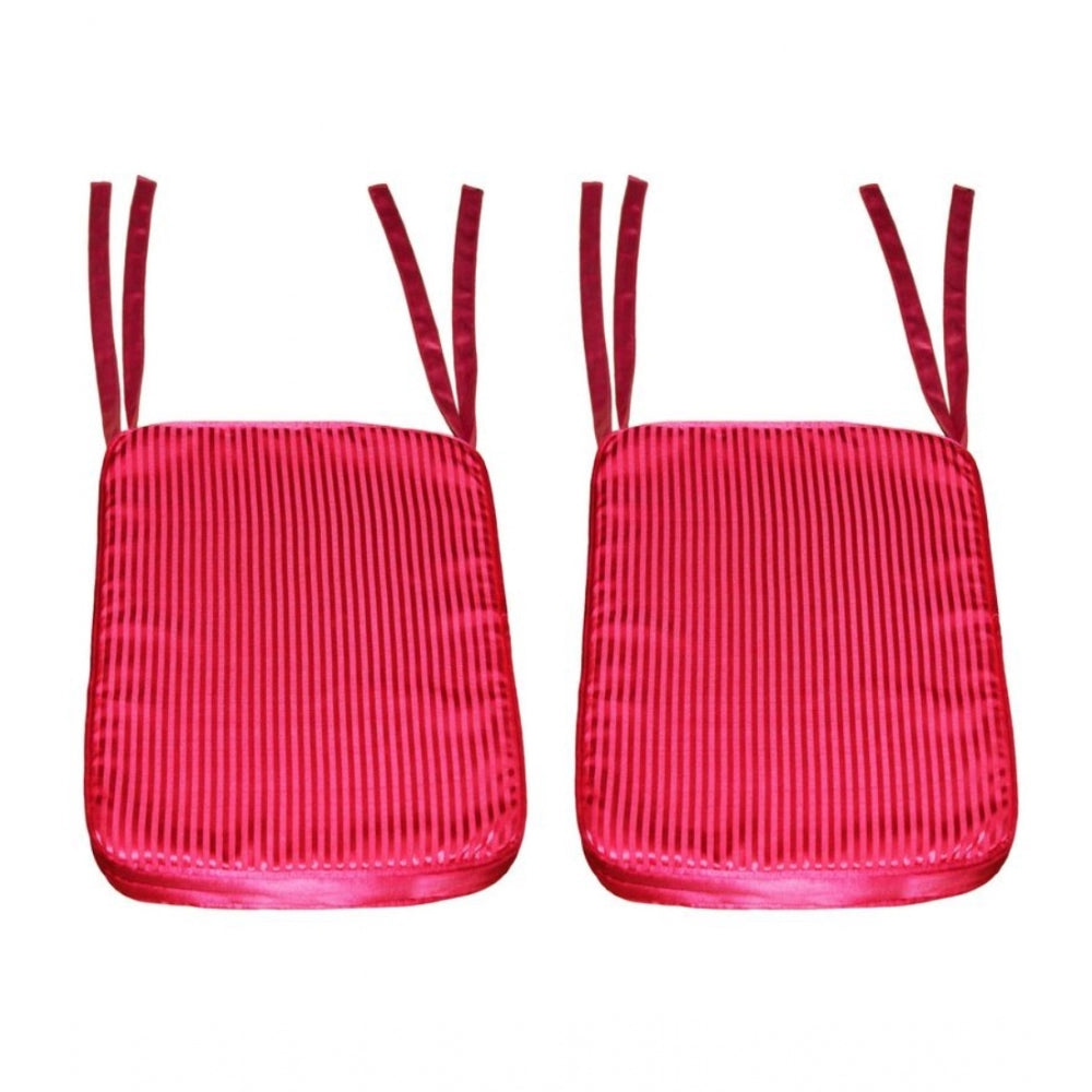 Pack of 4 Polyester Solid Chairpads (Pink, Size: 16x16 In)