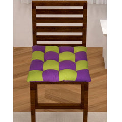 Cotton Blended Solid Chair Cushions (Purple &amp; Green, Size: 16x16 In)