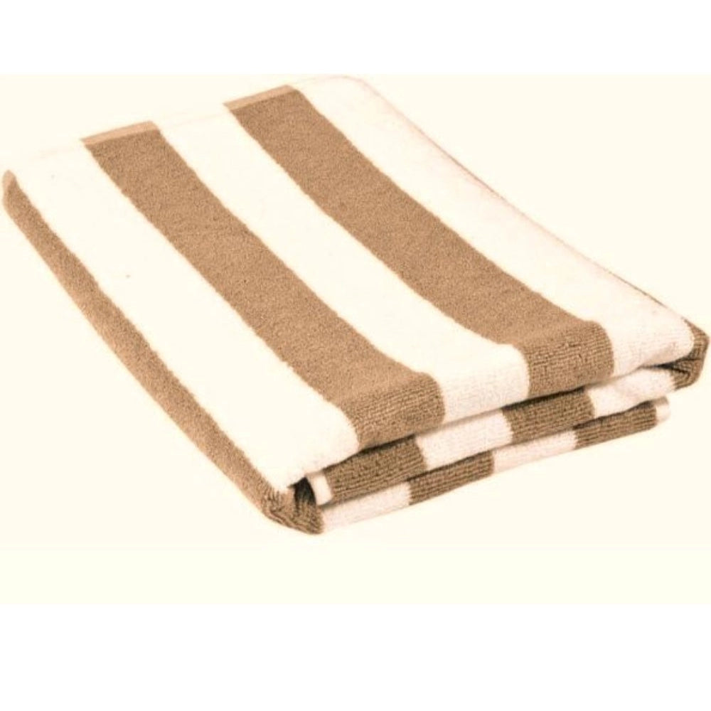 Cotton Striped Bath Towels (Beige &amp; White, Size: 36x71 In)