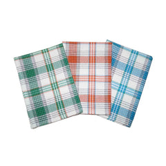 Pack of 3 Cotton Checkered Kitchen Towel Sets (Multicolor, Size: 24x16 In)