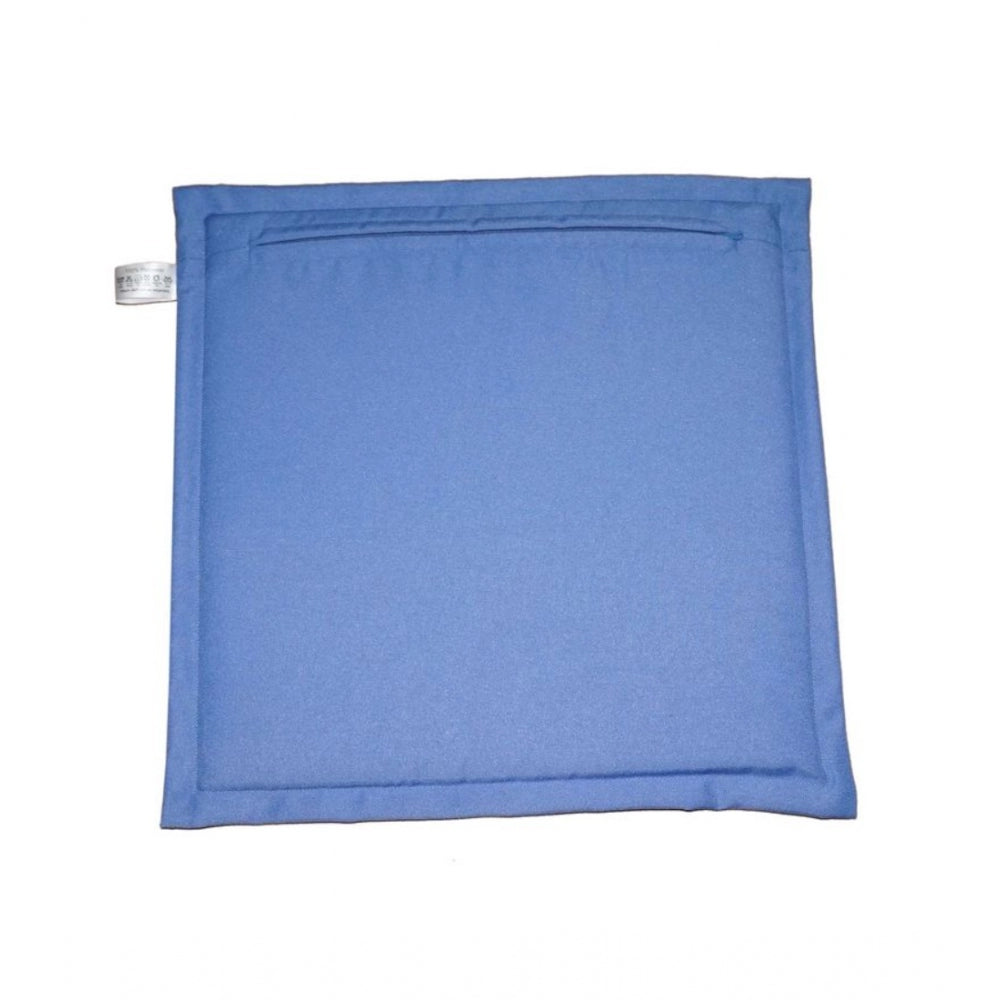 Pack of 4 Polyester Solid Chairpads (Blue, Size: 16x16 In)