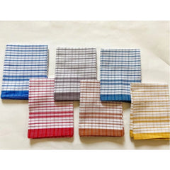 Pack of 6 Cotton Checkered Kitchen Towel Sets (Multicolor, Size: 18x28 In)