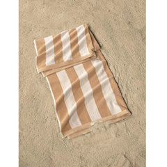 Cotton Striped Bath Towels (Beige &amp; White, Size: 36x71 In)