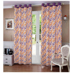 Cotton Printed Curtains (Multicolor, Size: 54x90 In)