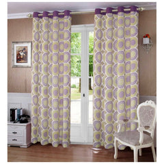 Cotton Printed Curtains (Purple, Size: 54x90 In)