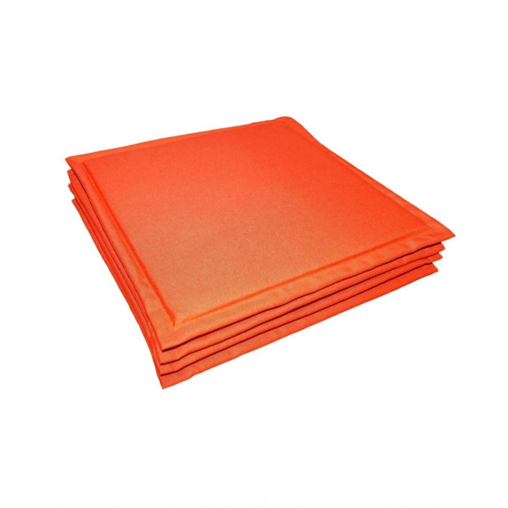 Pack of 4 Polyester Solid Chairpads (Orange, Size: 16x16 In)