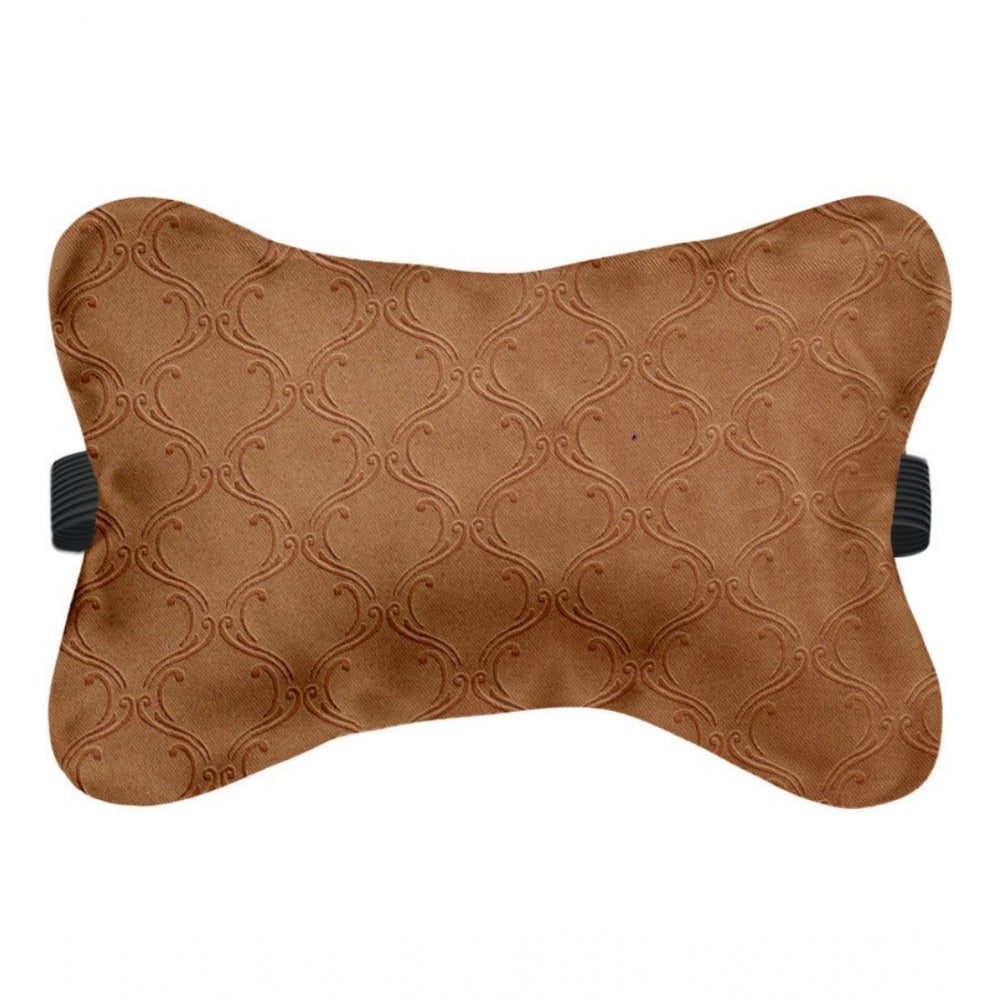 Pack of 4 Polyester Printed Car Pillow Sets (Brown, Size: 12x12 In)