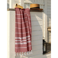 Cotton Striped Bath Towels (Red, Size: 30x59 In)