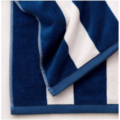 Cotton Solid Bath Towels (Blue &amp; White, Size: 36x71 In)