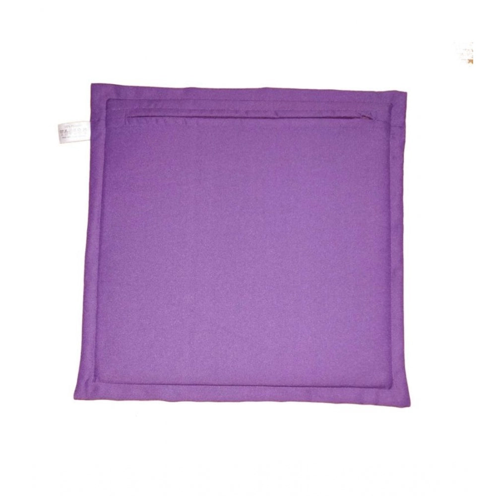 Pack of 4 Polyester Solid Chairpads (Purple, Size: 16x16 In)