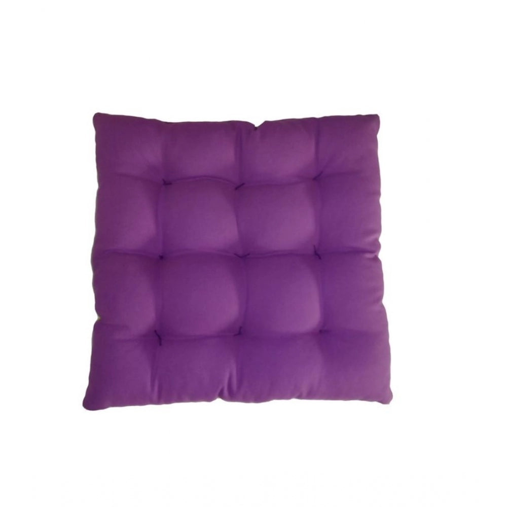 Cotton Blended Solid Chair Cushions (Purple &amp; Green, Size: 16x16 In)