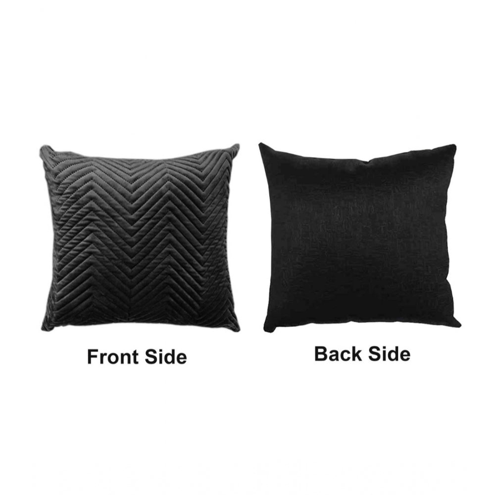 Pack of 4 Polyester zig zag Car Pillow Sets (Black, Size: 12x12 In)