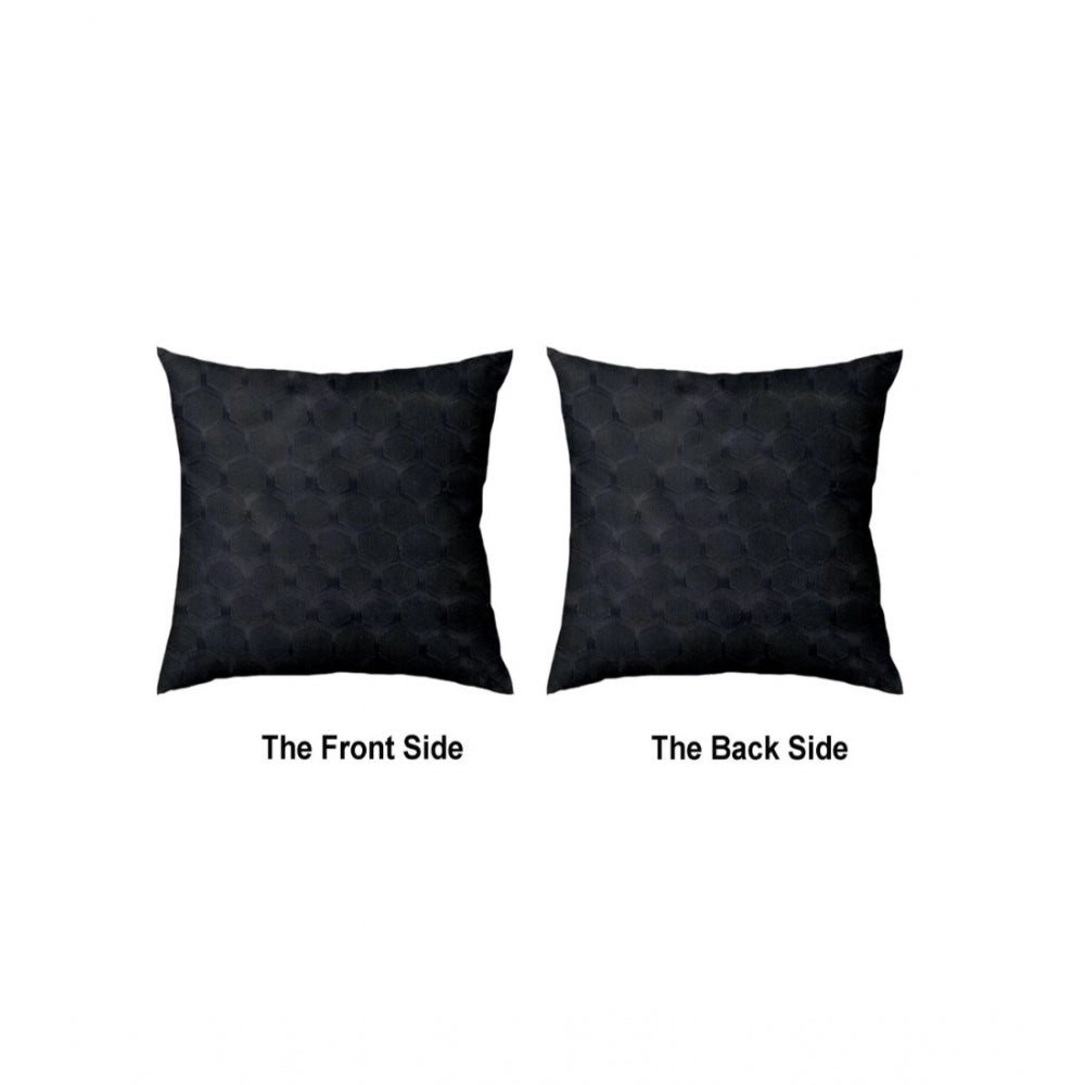 Pack of 4 Polyester Printed Car Pillow Sets (Black, Size: 12x12 In)