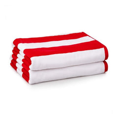 Cotton Striped Bath Towels (Red &amp; White, Size: 36x71 In)