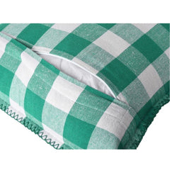 Pack of 2 Cotton Checkered Cushion Cover With Blanket Stitch (Green, Size: 12x20 In)