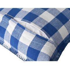 Pack of 2 Cotton Checkered Cushion Cover With Blanket Stitch (Blue, Size: 12x20 In)