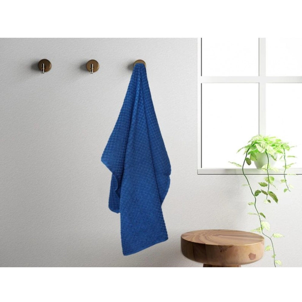 Cotton Popcorn Weave Bath Towels (Blue)