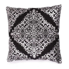 Pack of 2 Cotton Printed Cushion Cover Sets (Black, Size: 16x16 In)