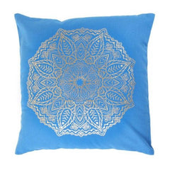 Pack of 2 Cotton Printed Cushion Cover Sets (Blue, Size: 16x16 In)