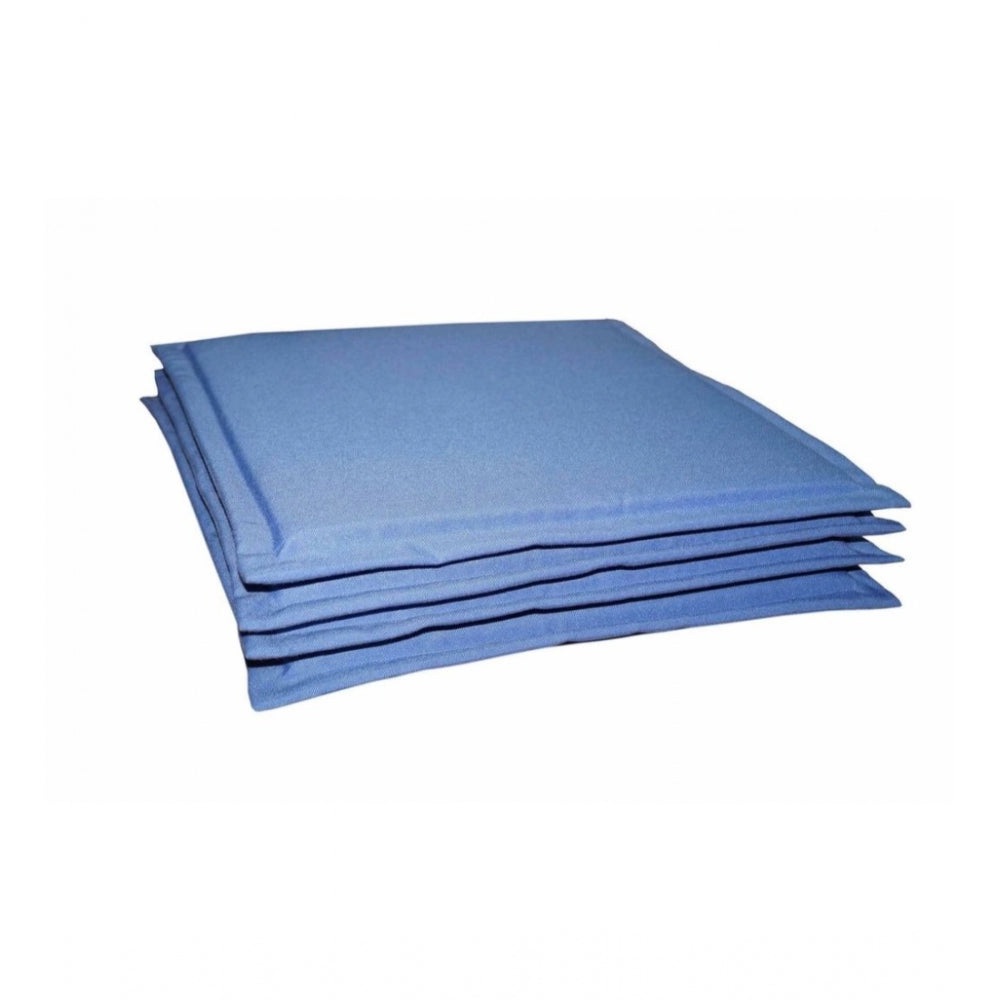 Pack of 4 Polyester Solid Chairpads (Blue, Size: 16x16 In)