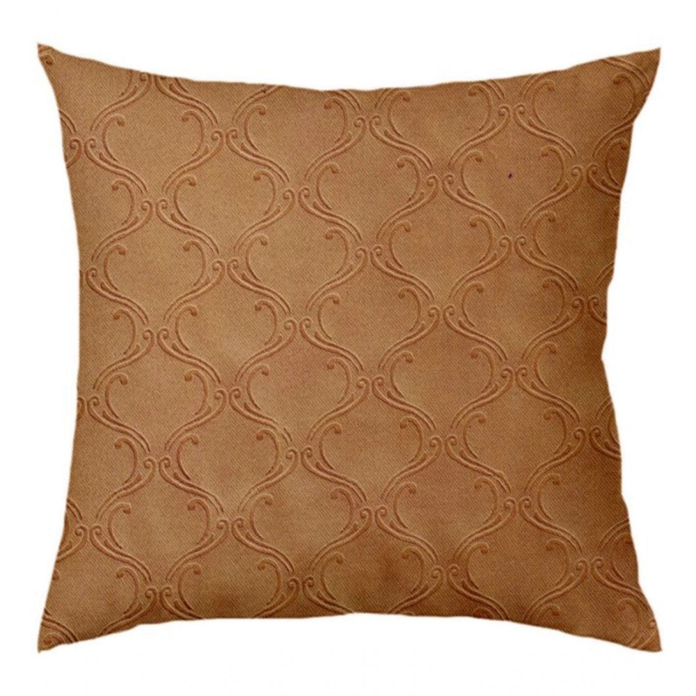 Pack of 4 Polyester Printed Car Pillow Sets (Brown, Size: 12x12 In)