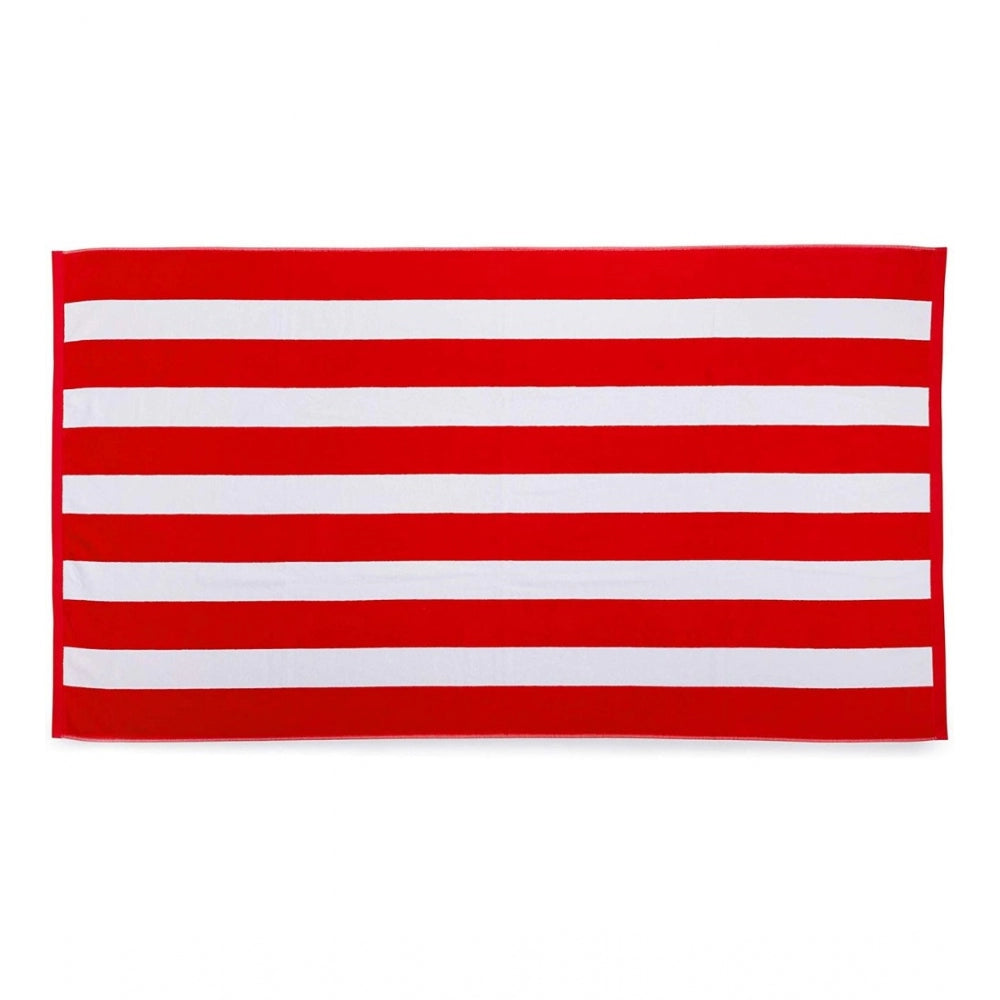 Cotton Striped Bath Towels (Red &amp; White, Size: 36x71 In)