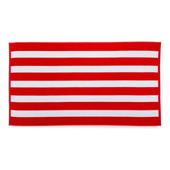 Cotton Striped Bath Towels (Red &amp; White, Size: 36x71 In)