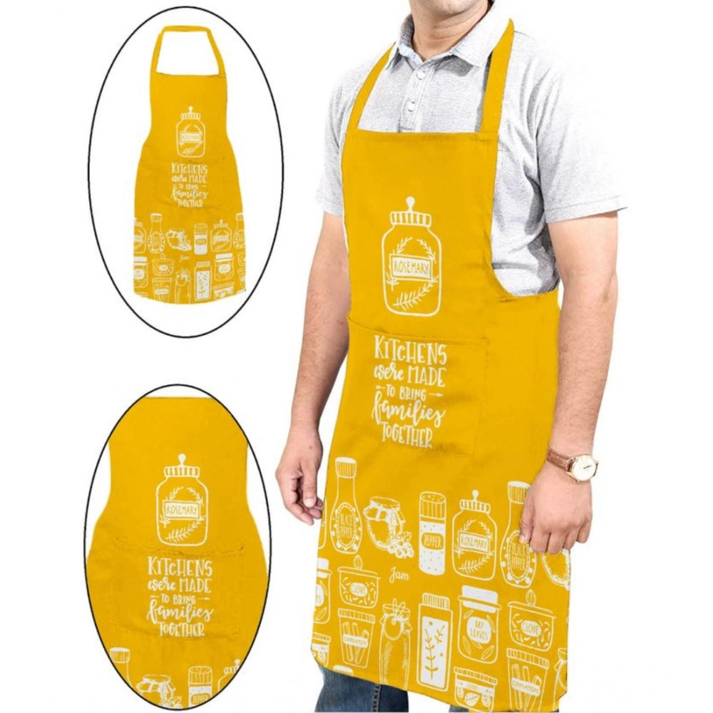 Cotton Printed Aprons (Yellow &amp; White, Size: 24x31 In)