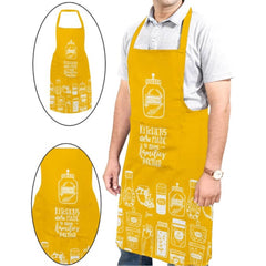 Cotton Printed Aprons (Yellow &amp; White, Size: 24x31 In)