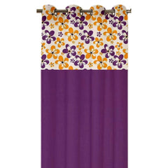 Cotton Printed Curtains (Purple, Size: 54x90 In)