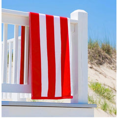 Cotton Striped Bath Towels (Red &amp; White, Size: 36x71 In)