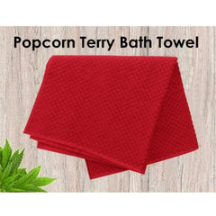 Cotton Popcorn Weave Bath Towels (Red)