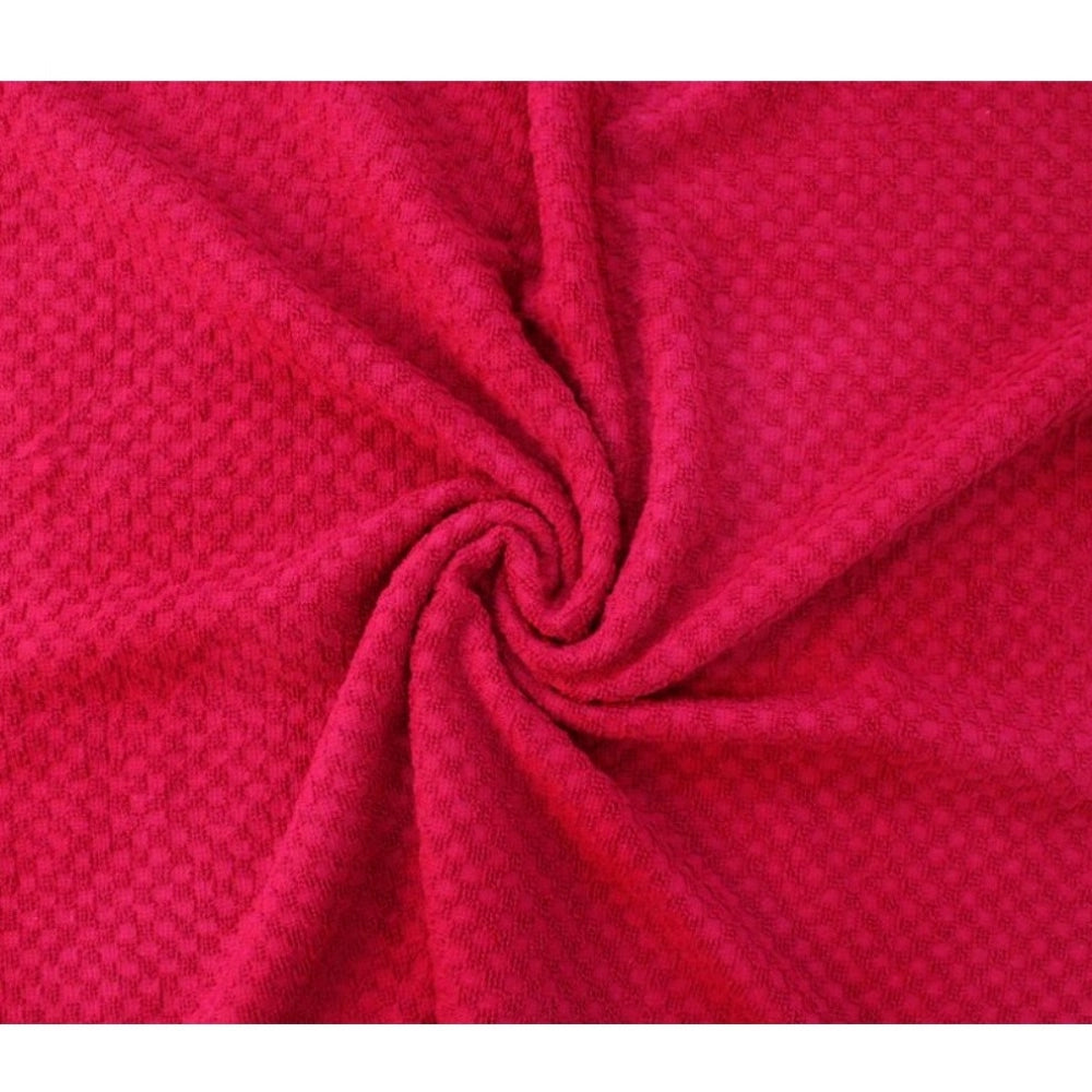 Cotton Popcorn Weave Bath Towels (Red)