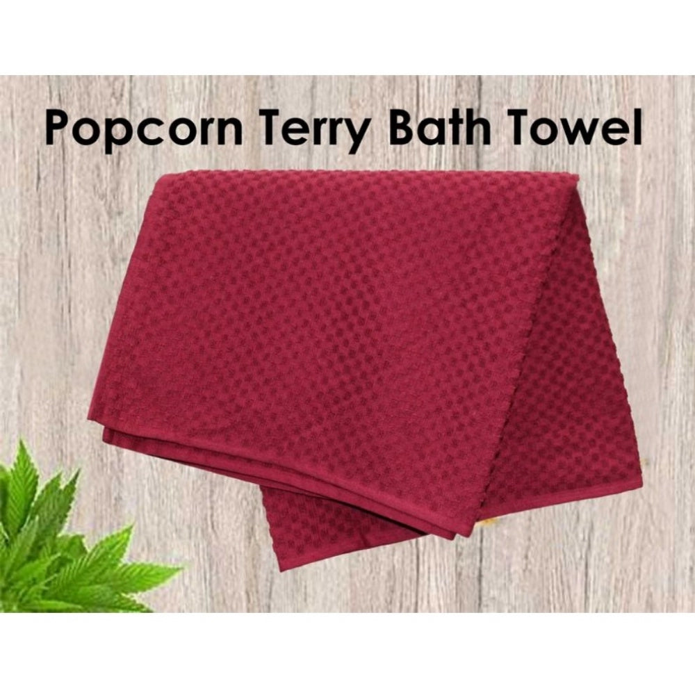 Cotton Popcorn Weave Bath Towels (Maroon)