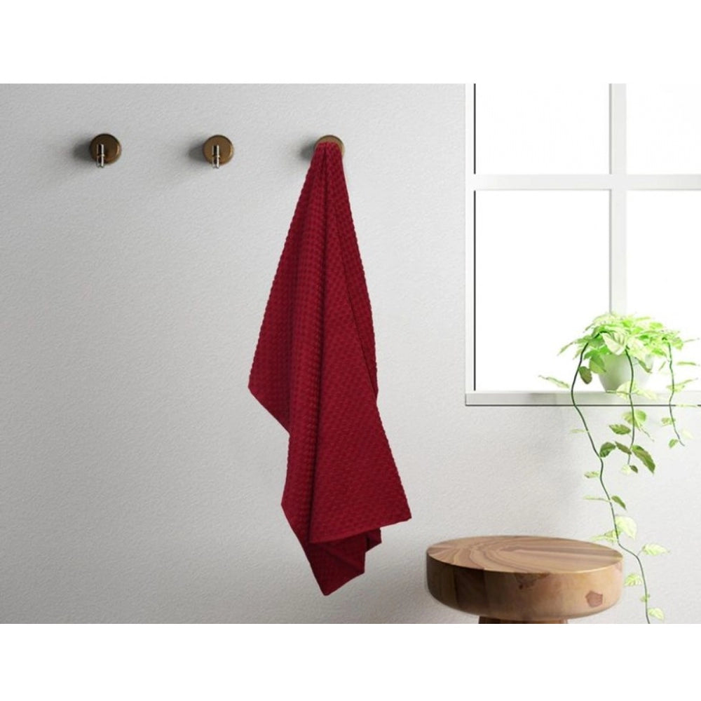 Cotton Popcorn Weave Bath Towels (Maroon)