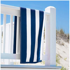 Cotton Solid Bath Towels (Blue &amp; White, Size: 36x71 In)