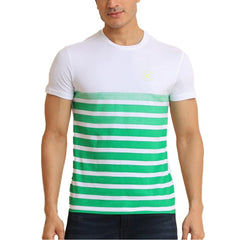 Men's Casual Cotton Printed Round Neck Half Sleeve T-Shirt (Green)