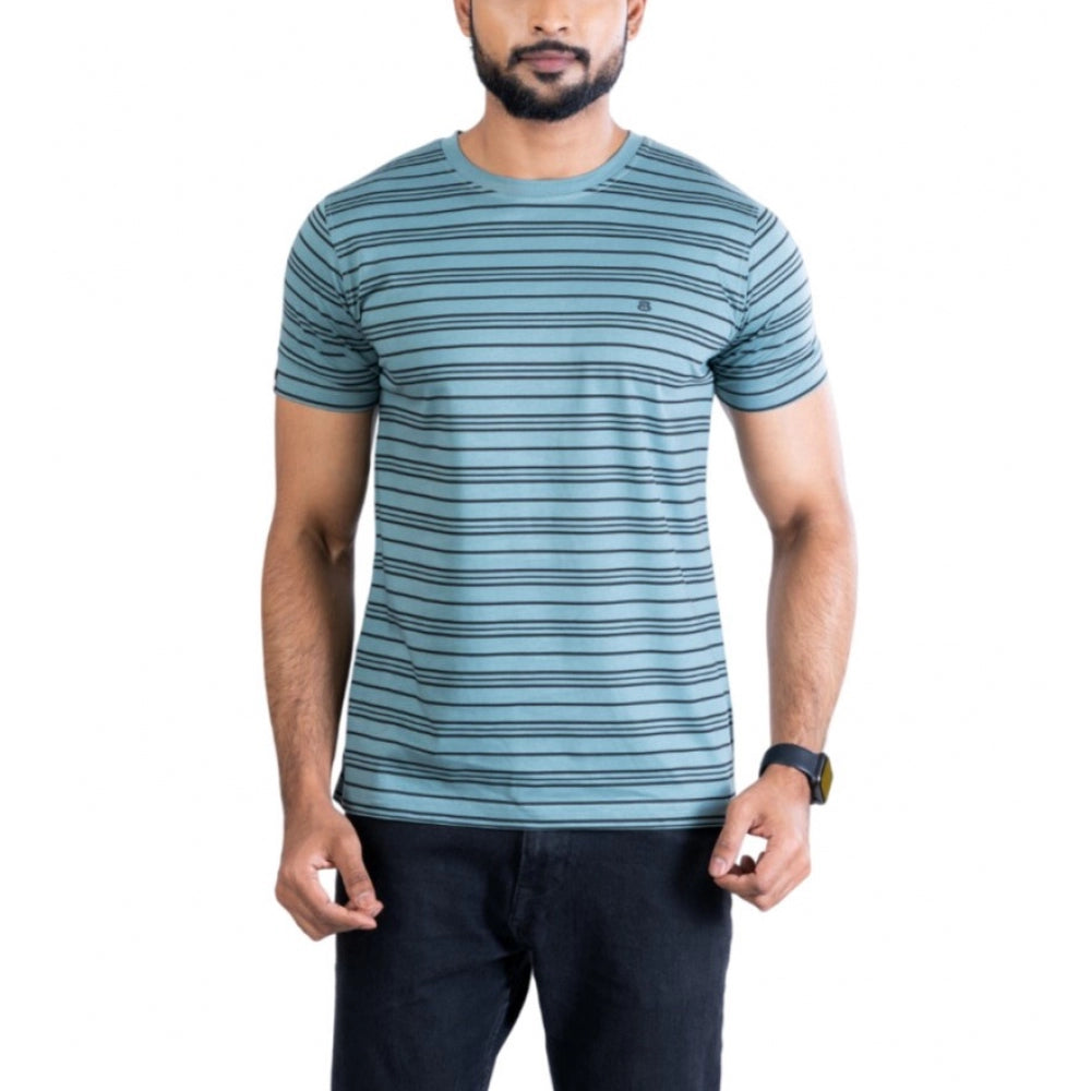 Men's Casual Cotton Printed Round Neck Half Sleeve T-Shirt (Gery)