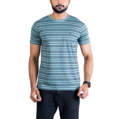 Men's Casual Cotton Printed Round Neck Half Sleeve T-Shirt (Gery)