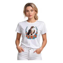 Women's Polyester Solid Printed Round Neck Half Sleeve T-shirt (White)