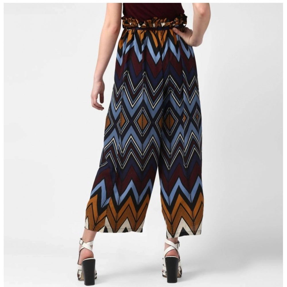 Women's Polyester Chevron Elasticated Trousers (Multicolor)