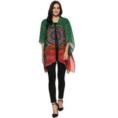 Women's Polyester Printed Kaftan Sleeve Shrug (Green - Multicolor)